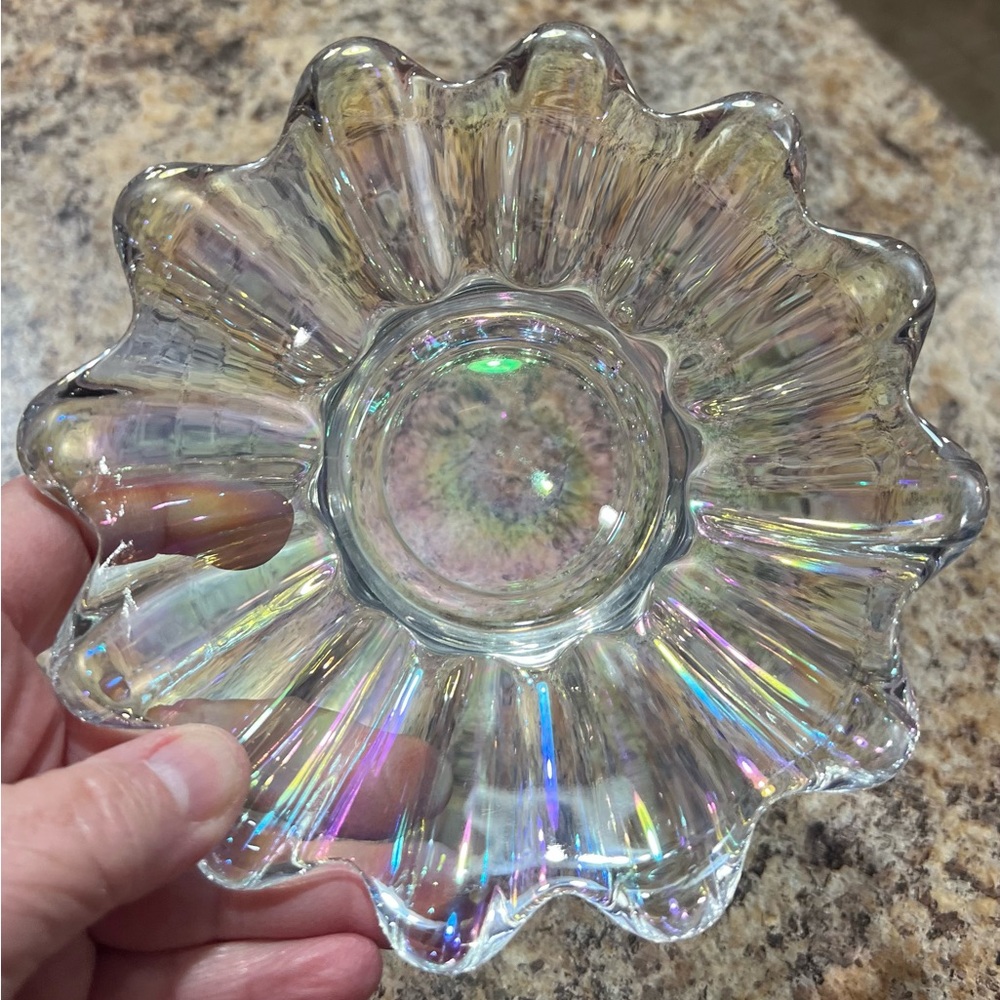 Two Federal Glass Radiant Bowls with Iridescent Hues 1970’s